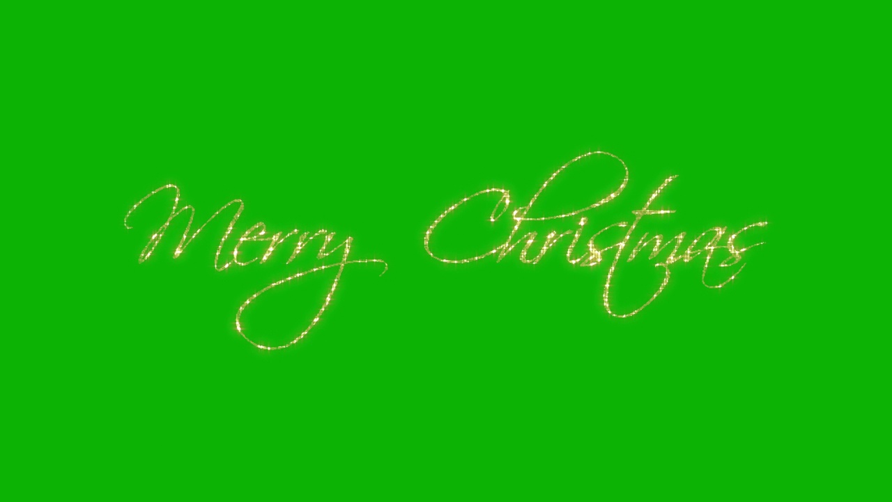 圣诞快乐手写闪闪发光的4K文本阿尔法通道哑光绿色屏幕透明视频下载