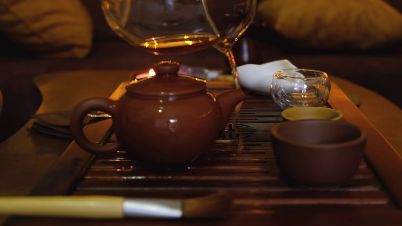 中国传统的功夫茶茶道视频素材
