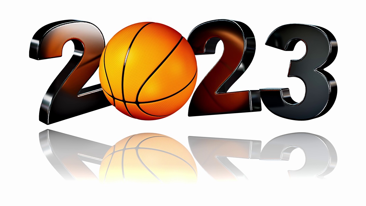 篮球2023设计无限旋转在白色上视频素材