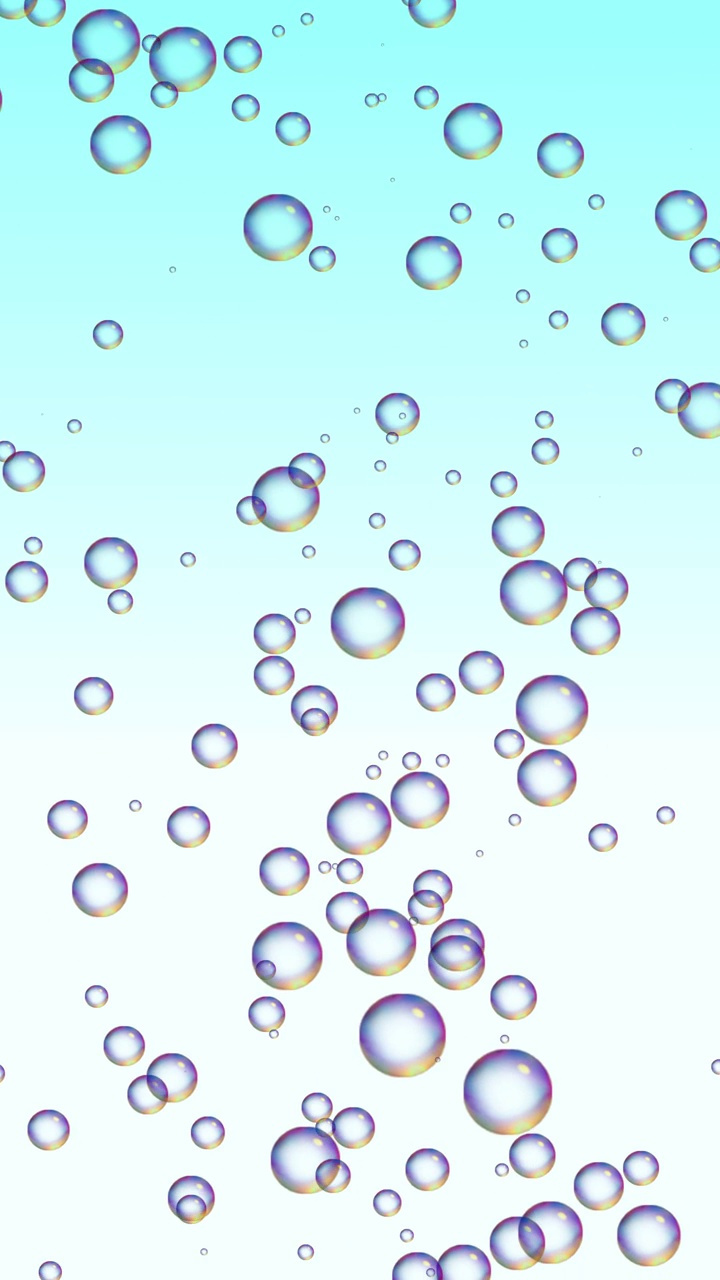 上升气泡(蓝白色渐变背景)碳酸苏打垂直型视频下载