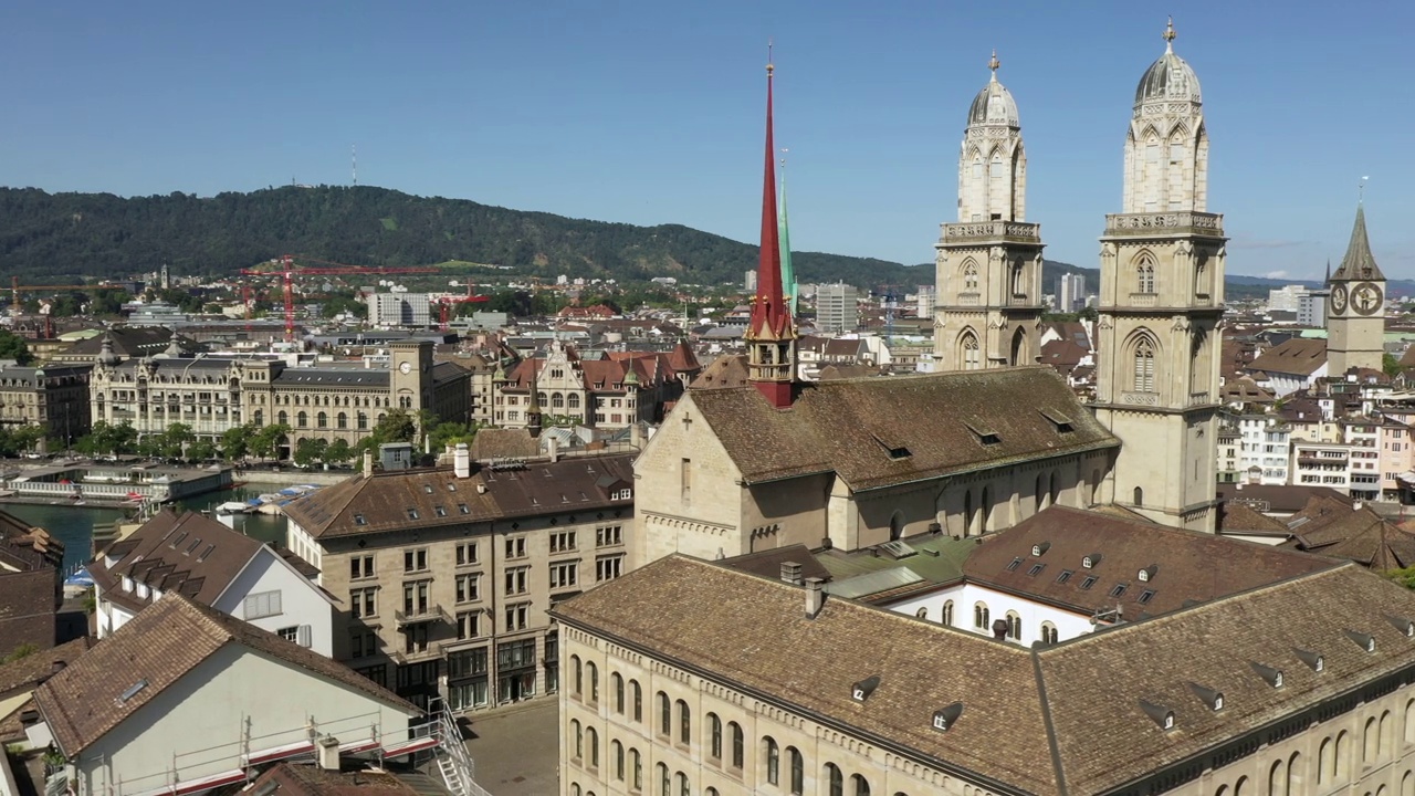 瑞士苏黎世市区的鸟瞰图视频下载