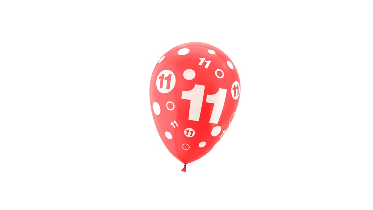 11岁。生日庆祝气球。循环动画。与绿色屏幕和阿尔法哑光通道。视频下载