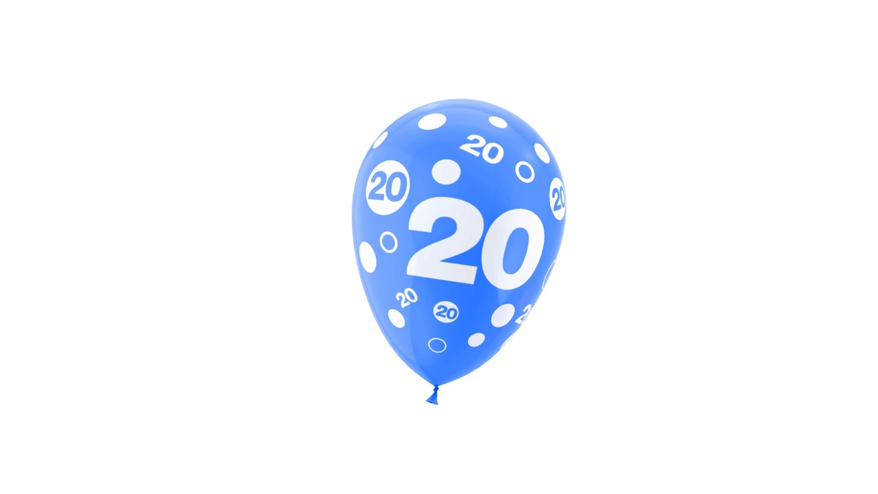 20岁。生日庆祝气球。循环动画。与绿色屏幕和阿尔法哑光通道。视频下载