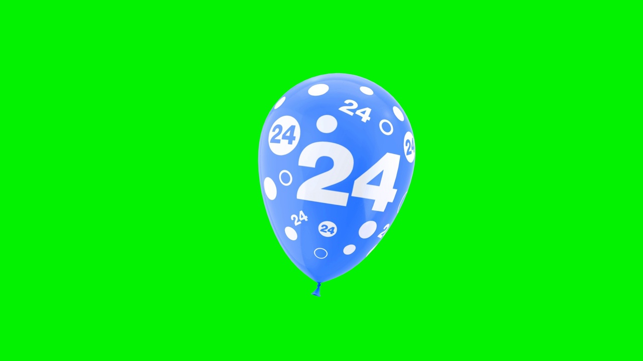 24岁。生日庆祝气球。循环动画。与绿色屏幕和阿尔法哑光通道。视频下载
