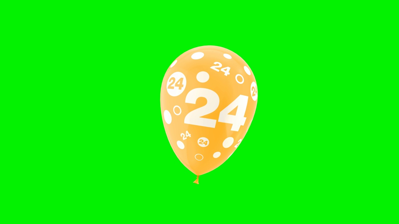 24号气球动画。循环动画。与绿色屏幕和阿尔法哑光通道。视频下载