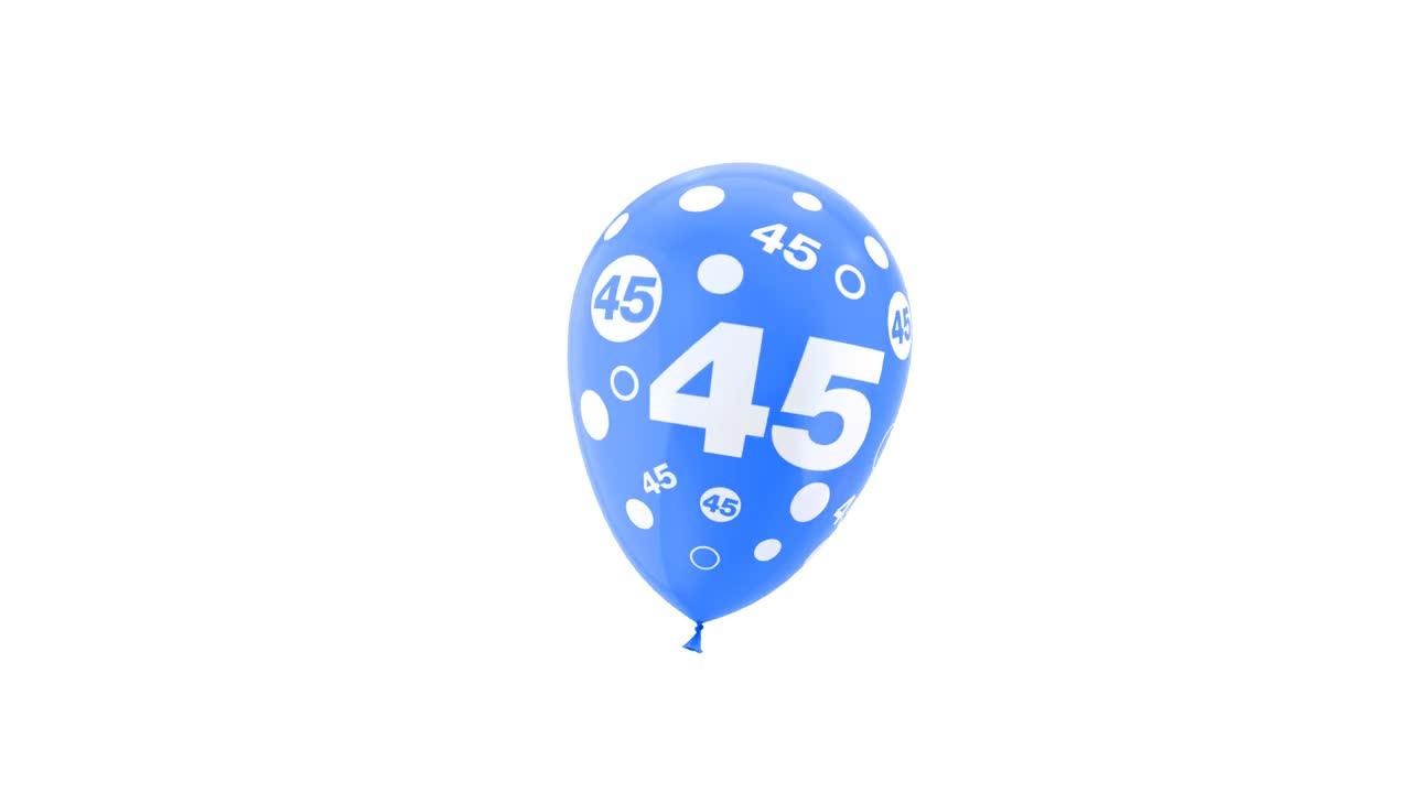 45岁。生日庆祝气球。循环动画与绿色屏幕和阿尔法哑光通道。视频下载