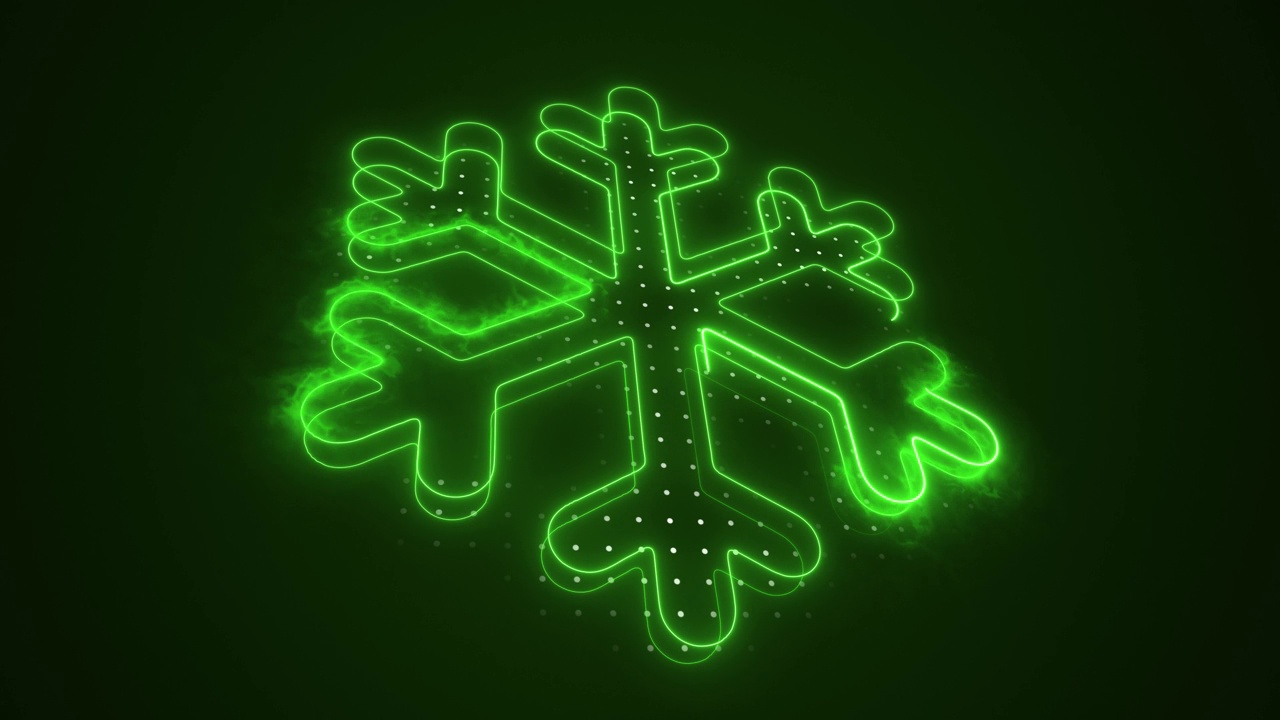 霓虹绿色雪花装饰3D轮廓环背景视频下载