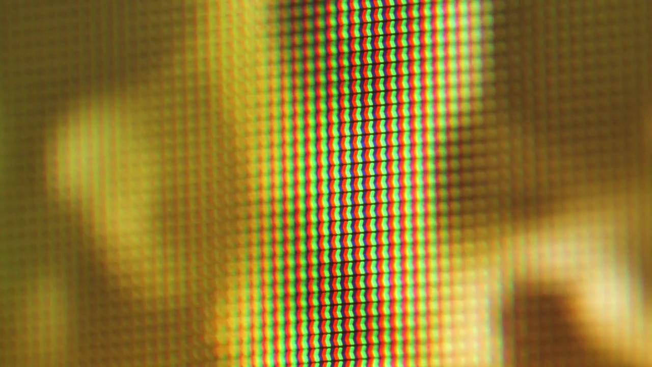 液晶电视屏幕RGB像素，彩色像素数组矩阵宏，对象细节，极端特写，没有人。红绿蓝，颜色鲜艳。显示背景抽象，画面饱满，现代显示技术视频下载
