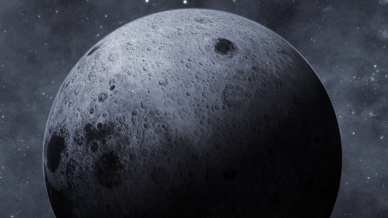 旋转原来的三维月球行星上的空间星系恒星视频下载
