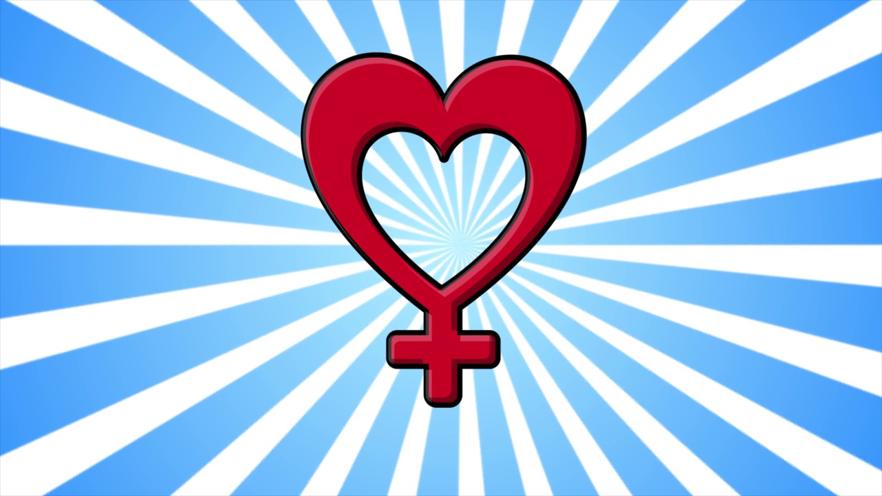 喜庆的红心象征着女性维纳斯在情人节的背景上的蓝色光芒。抽象的背景。视频在高质量的4k，运动设计视频下载