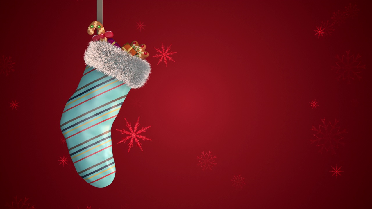 圣诞袜和带雪花的礼物视频下载