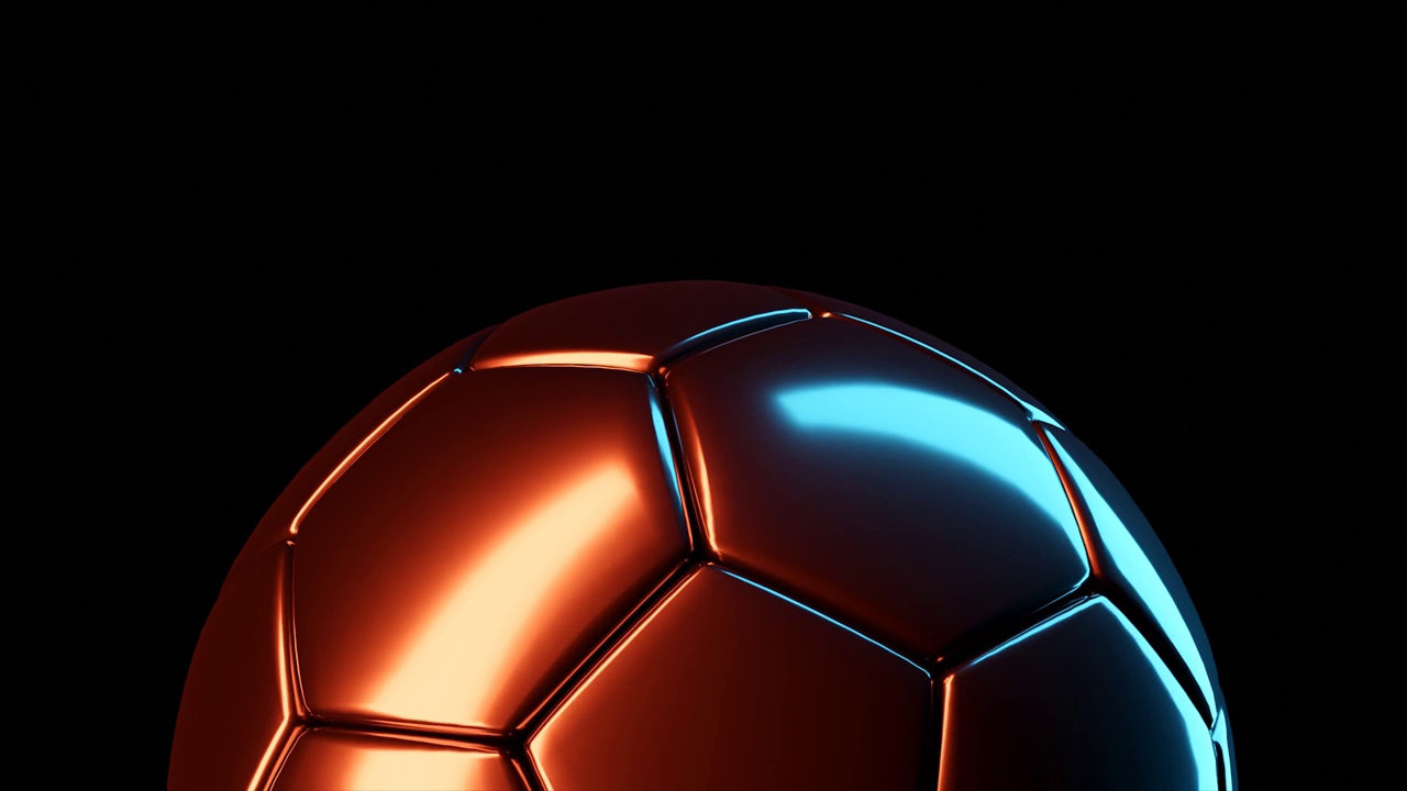 金色的足球。足球的概念。三维循环动画视频素材