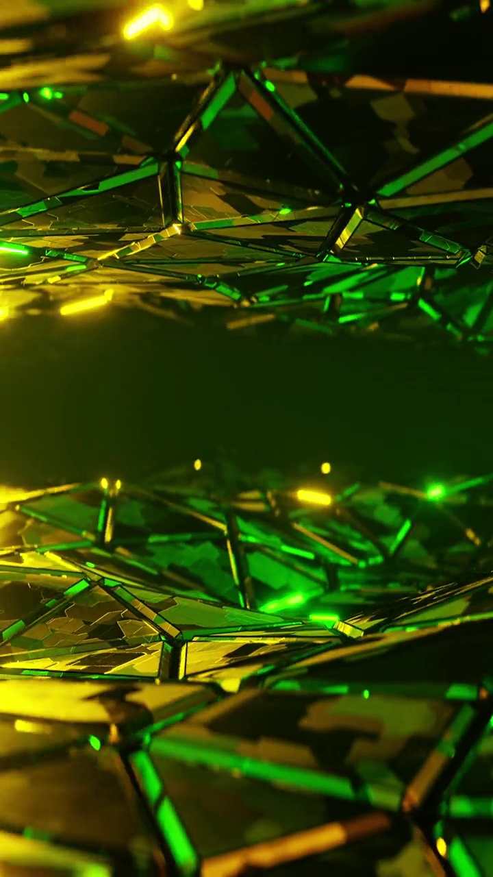 抽象背景的形式是绿色金属板以波浪的形式移动。垂直循环视频视频素材