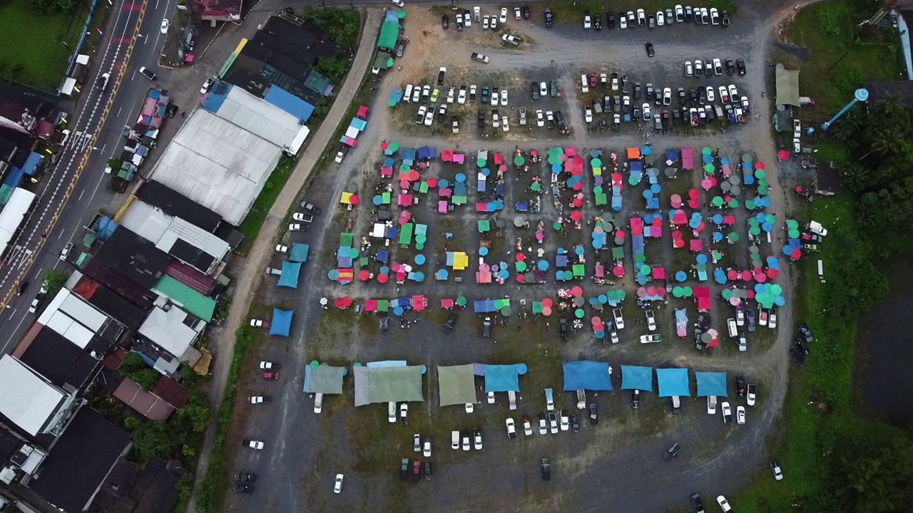 泰国生鲜市场鸟瞰图。视频下载
