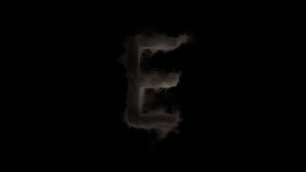 烟中的字母E，神秘的字母，字母表，阿尔法频道视频素材