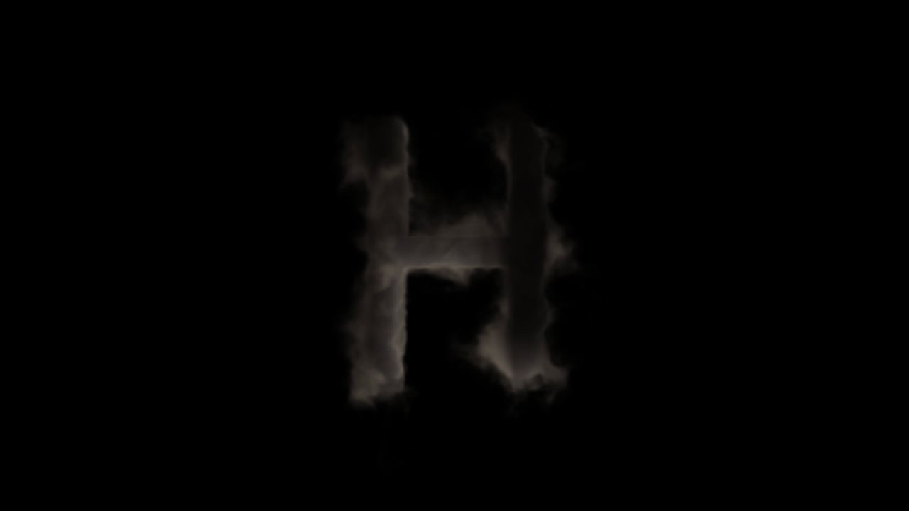 烟雾中的字母H，神秘的字母，字母表，阿尔法频道视频素材