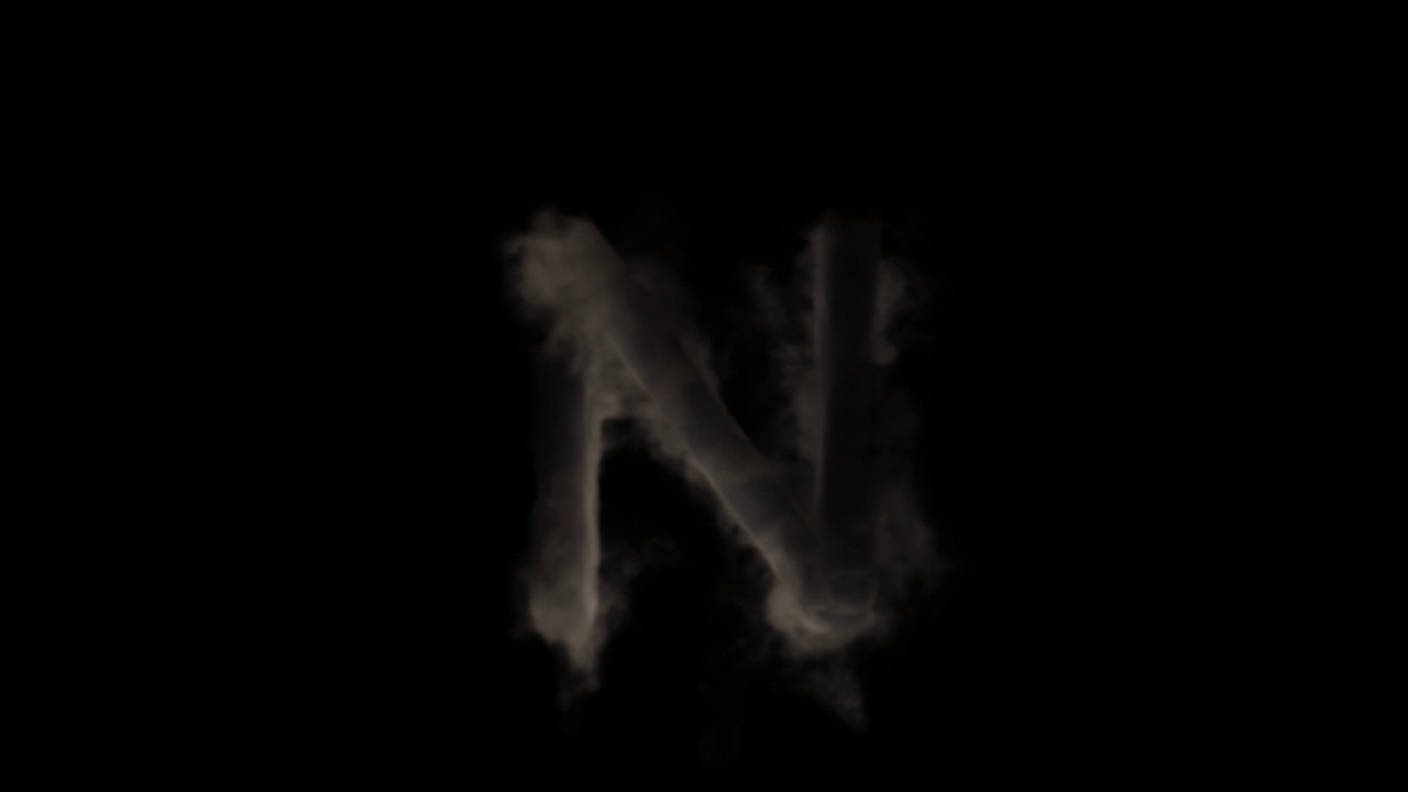 烟雾中的字母N，神秘的字母，字母表，阿尔法频道视频素材