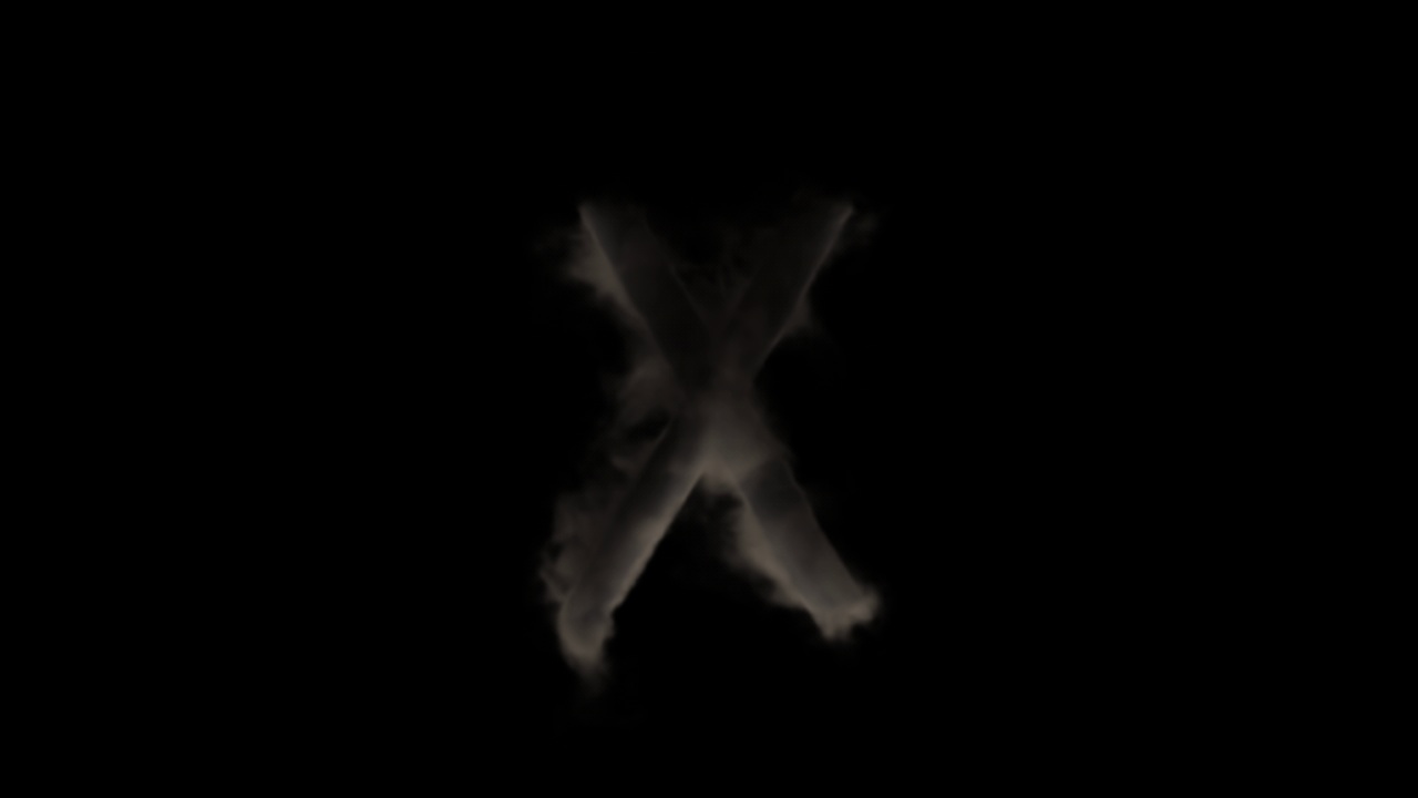 烟中的字母X，神秘的字母，字母表，阿尔法频道视频素材