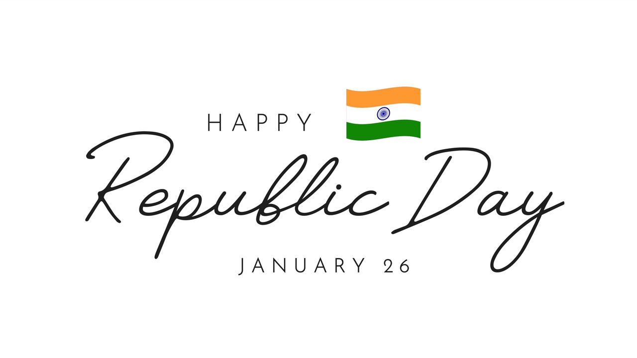印度共和国日字体背景。4 k的动画视频素材