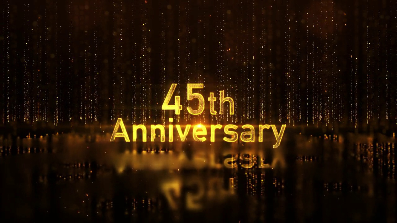 祝贺建厂45周年，金色背景视频下载