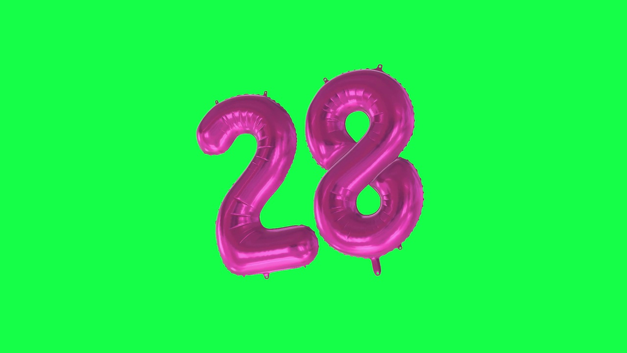 生日快乐，28岁。氦气球。循环动画。视频素材