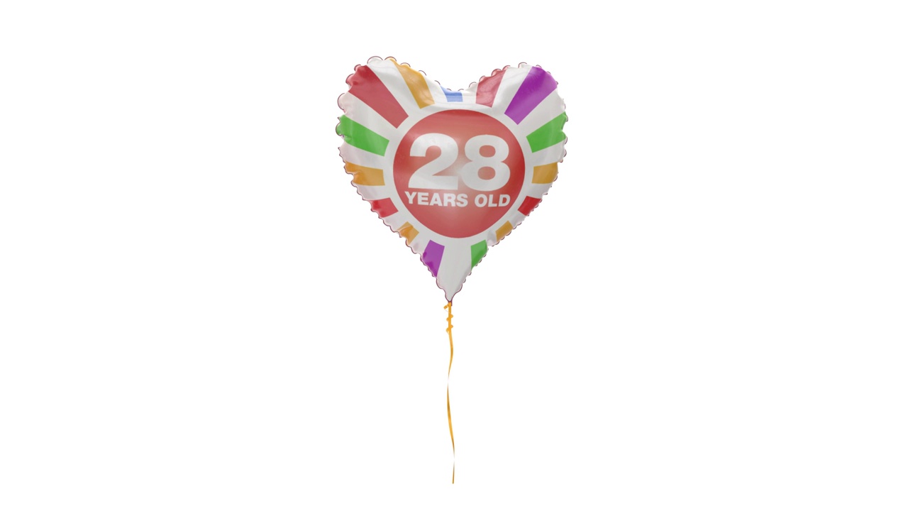生日快乐，28岁。氦气球。循环动画。视频素材