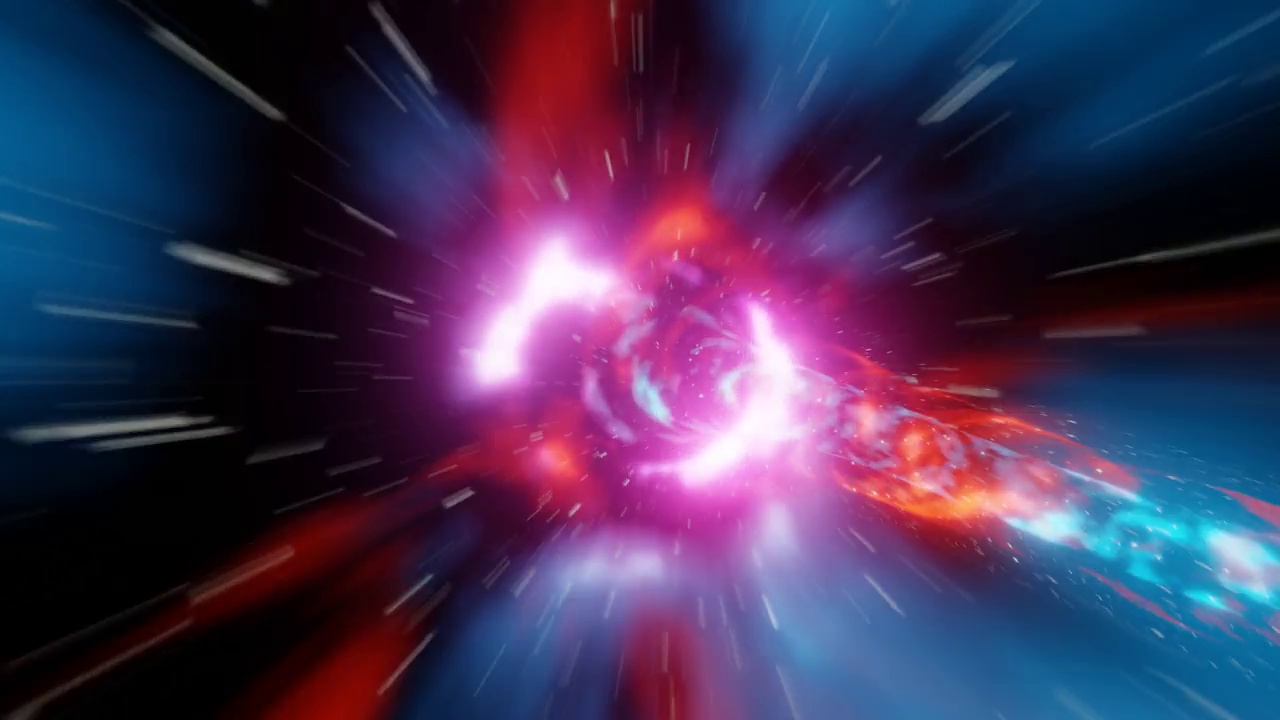 摘要紫红蓝超空间翘曲隧道穿越时空动画视频素材