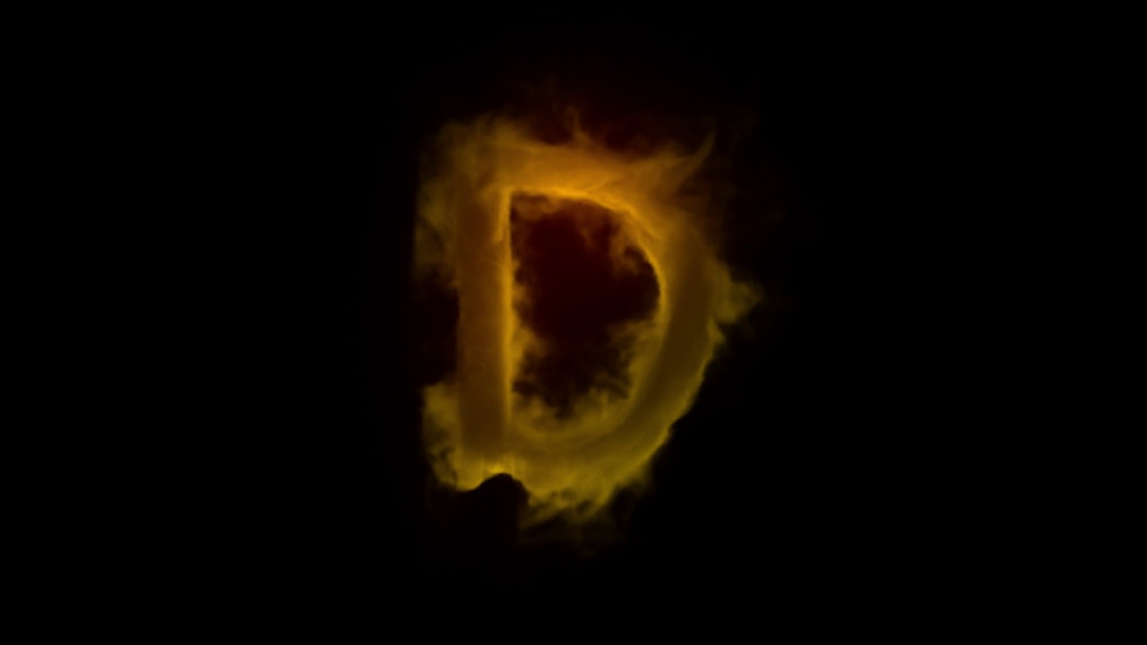 字母D来自烟和火，烟中的字母，字母，阿尔法通道视频素材