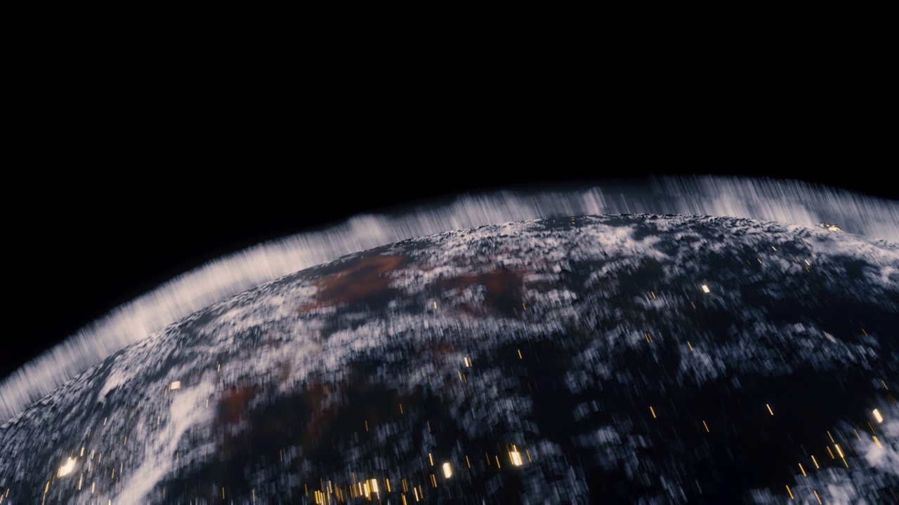 旋转的地球。地球从夜晚到白天变化的3d动画。现实的星球地球与颜色分级。太空中的日出视频素材