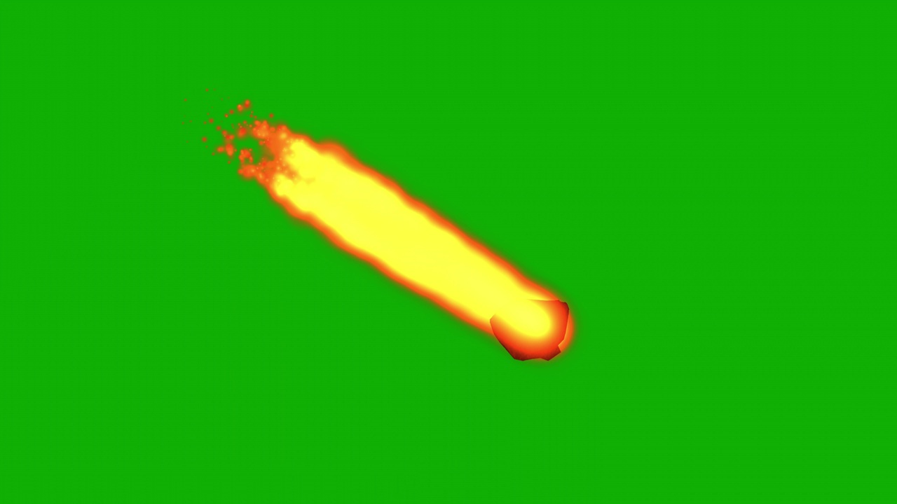 坠落的流星运动图形与绿色屏幕背景视频素材