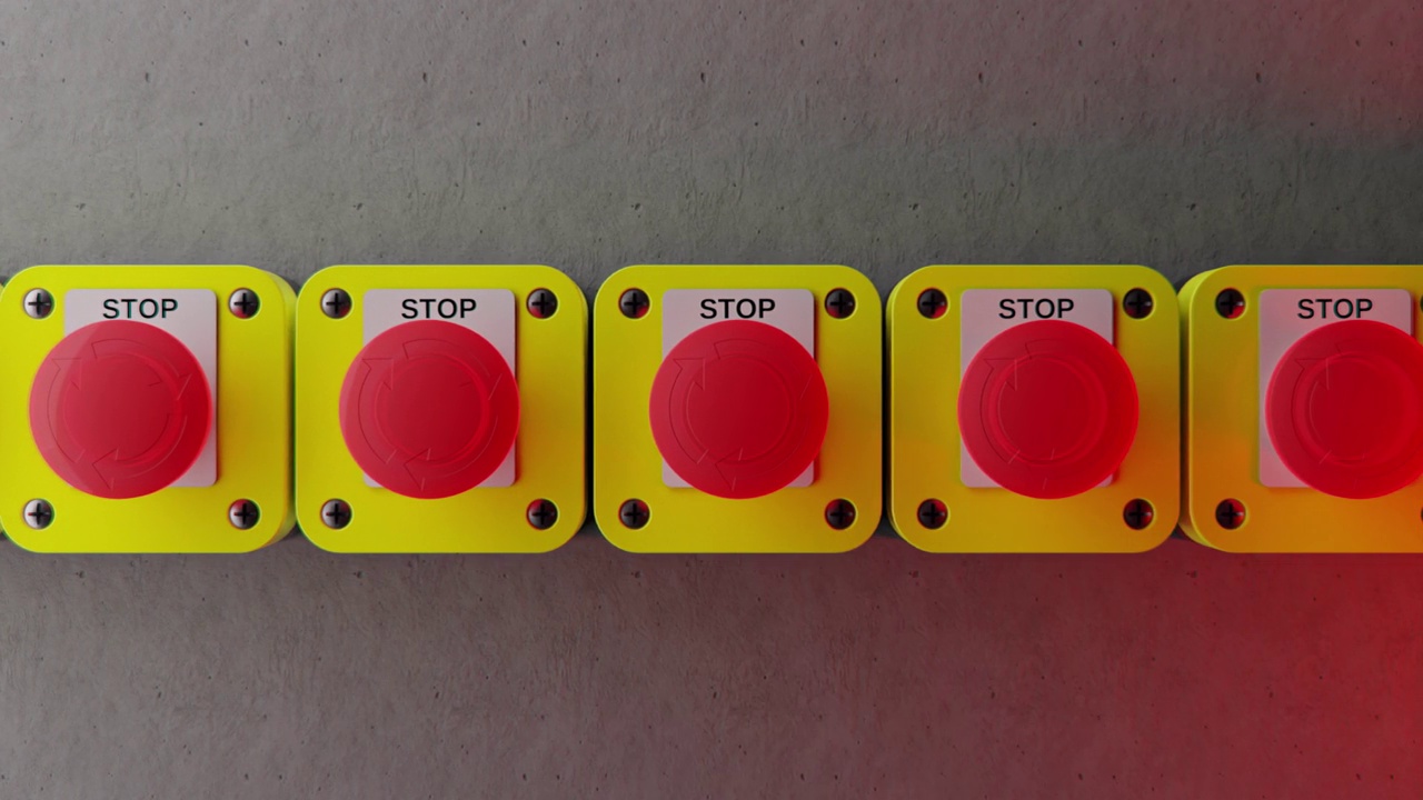 无尽的红色紧急按钮与红色警报视频下载