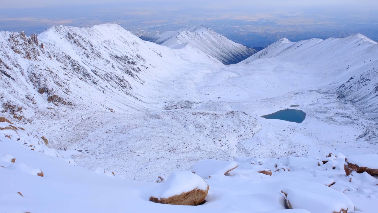高原雪山全景冰碛湖视频素材