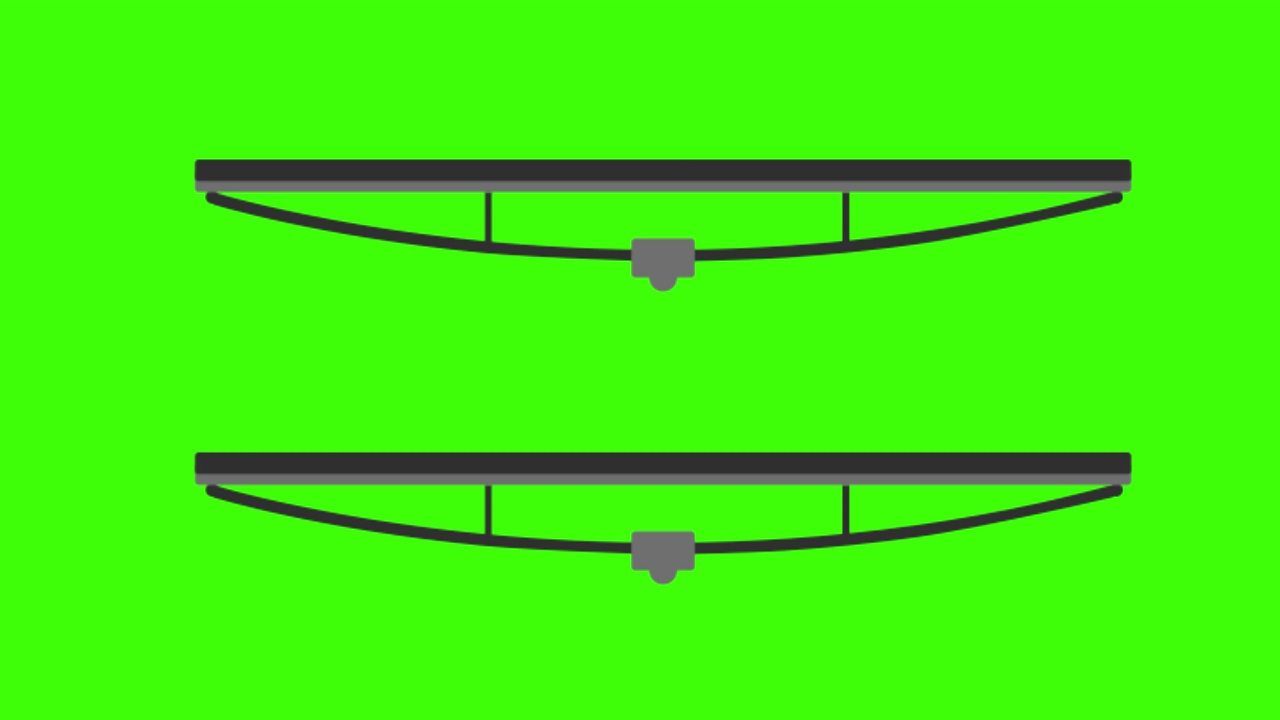 绿色屏幕上两座桥的2D动画插图视频素材