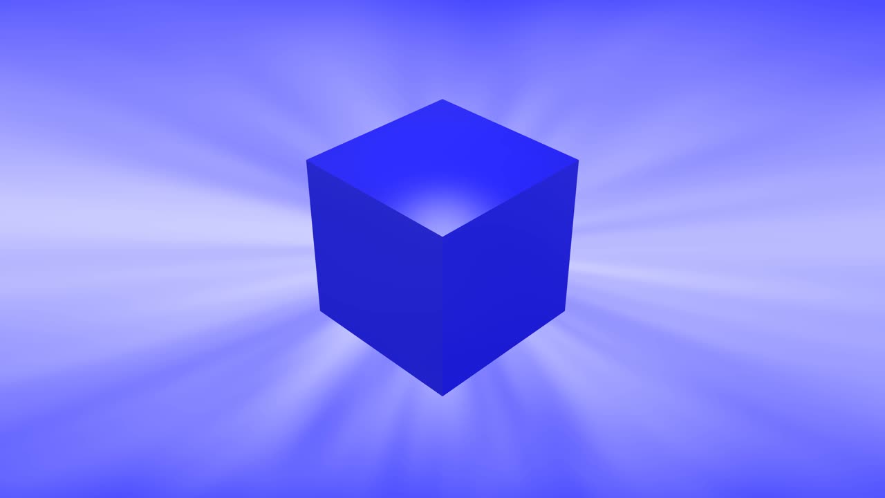 蓝色3d块或立方体在蓝色背景上旋转。视频下载