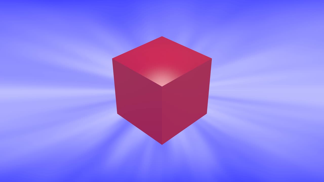 红色3d块或立方体在蓝色背景上旋转。视频下载