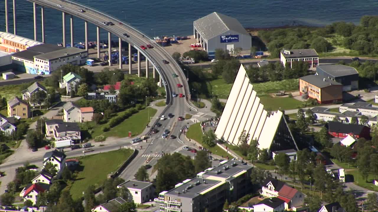 特罗姆瑟大桥，挪威，斯堪的纳维亚视频下载