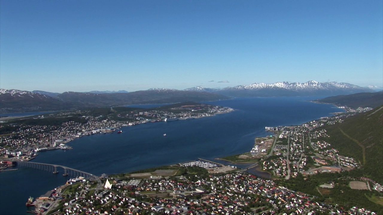 特罗姆瑟大桥，挪威，斯堪的纳维亚视频下载