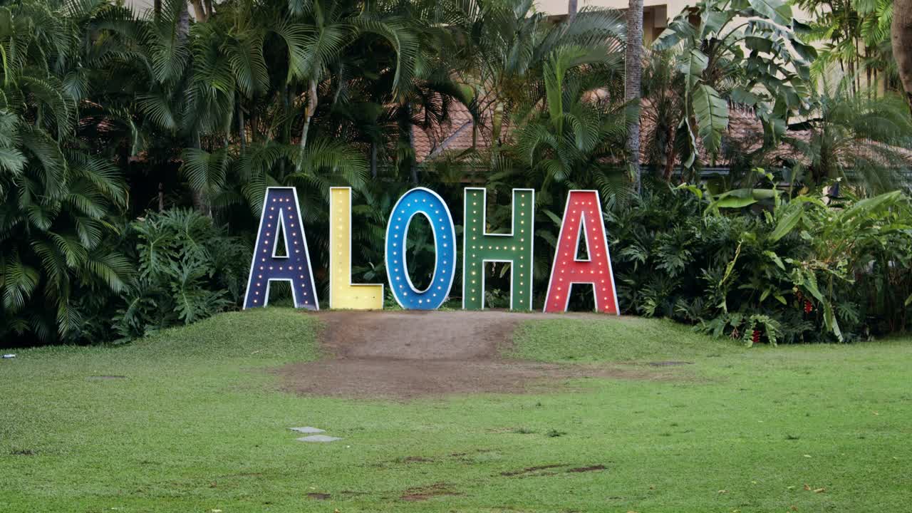 夏威夷村庄-阿罗哈标志-夏威夷檀香山视频下载