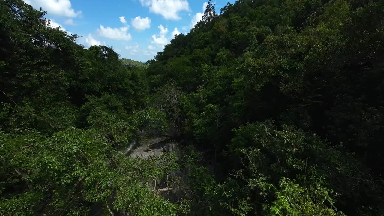 热带雨林瀑布的无人机视图视频素材