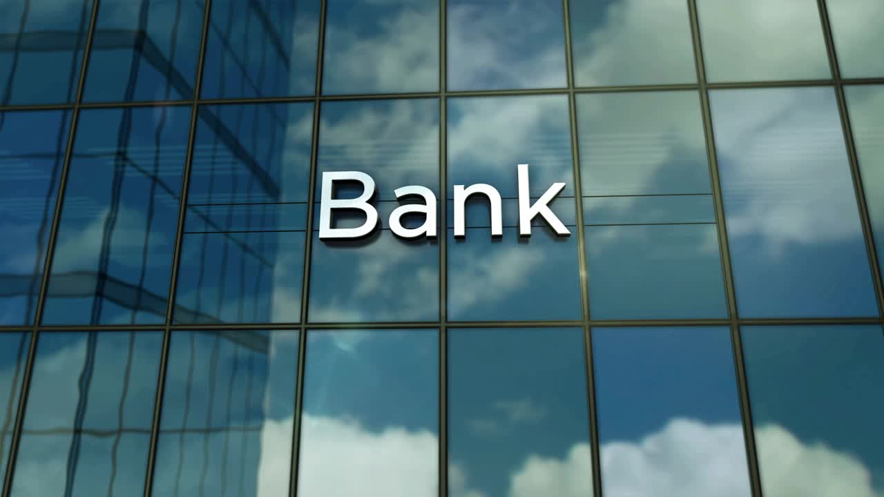 银行玻璃建筑概念视频下载