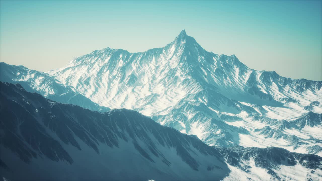 雪峰和冰川的全景山景视频下载