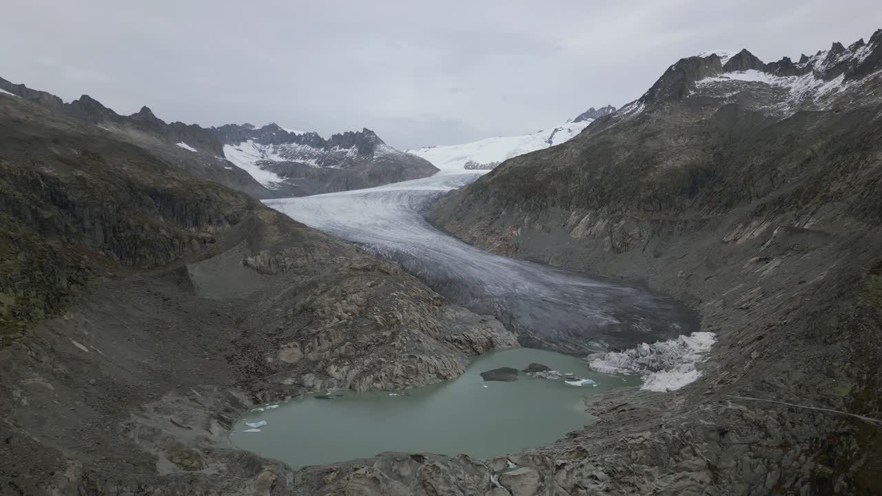 瑞士罗讷冰川的空中摄影摄影视频下载