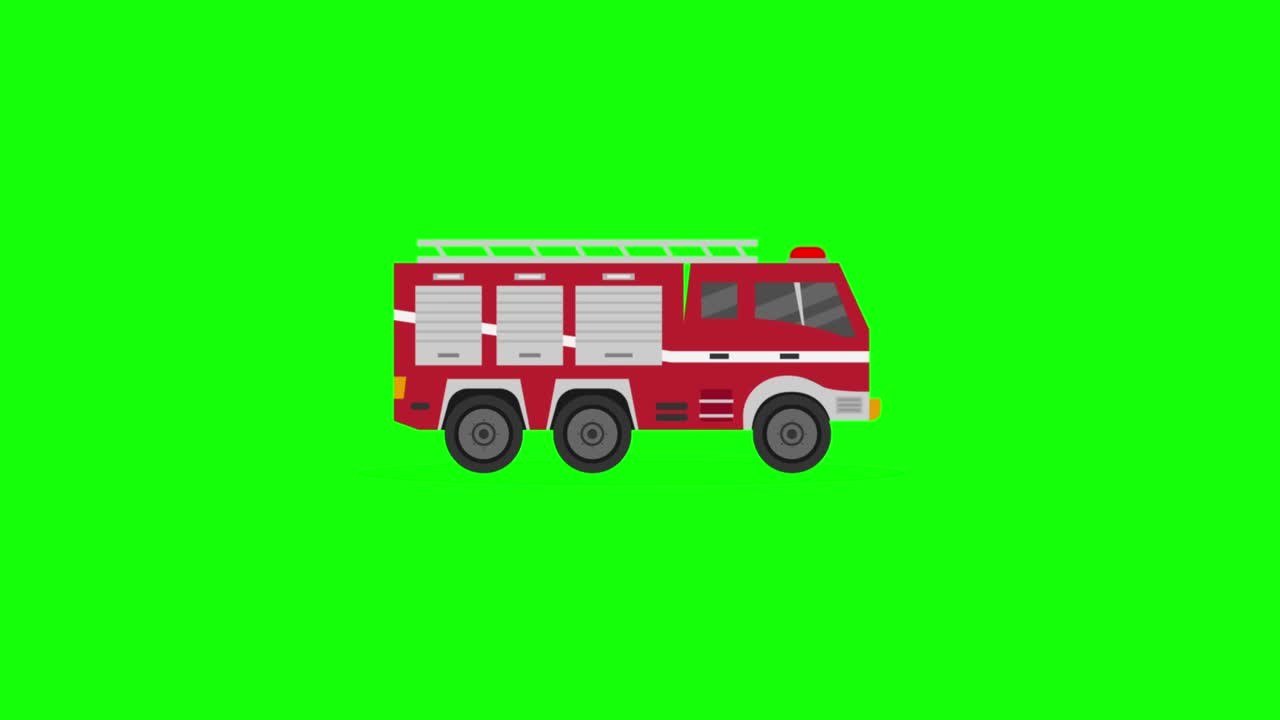 侧视图的消防车移动工作室视频素材