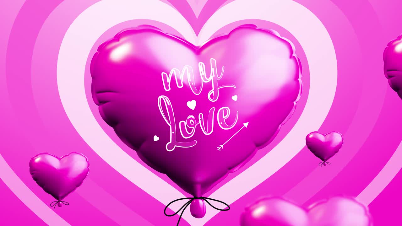 情人节快乐心气球我的爱粉红色背景视频下载