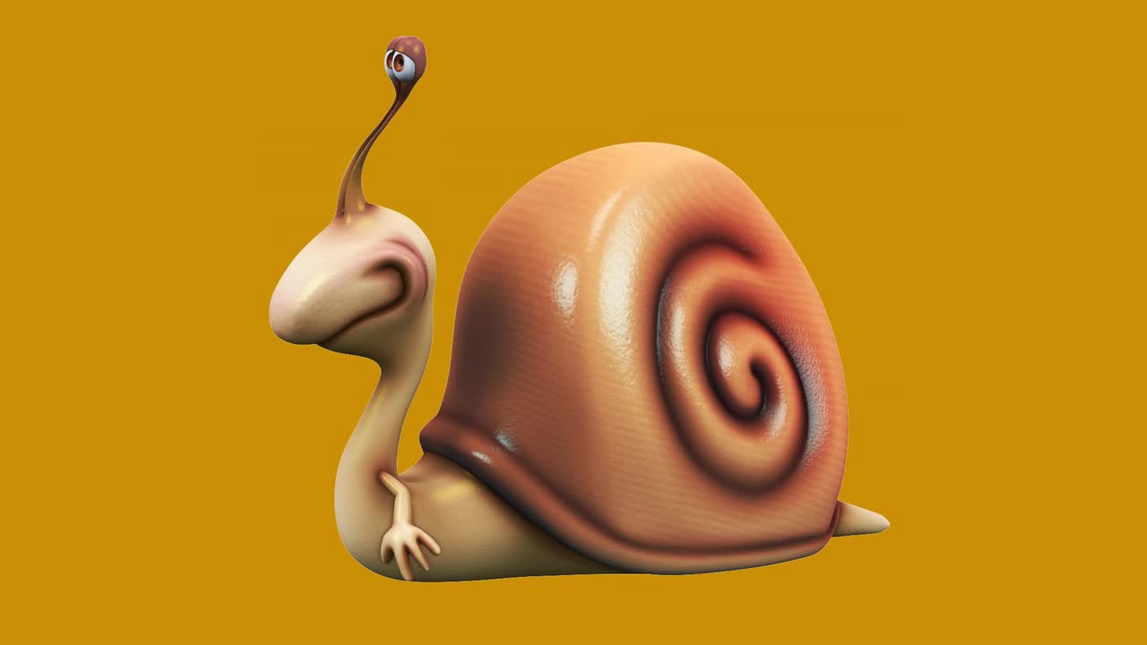有趣的3D卡通蜗牛(含alpha频道)视频素材