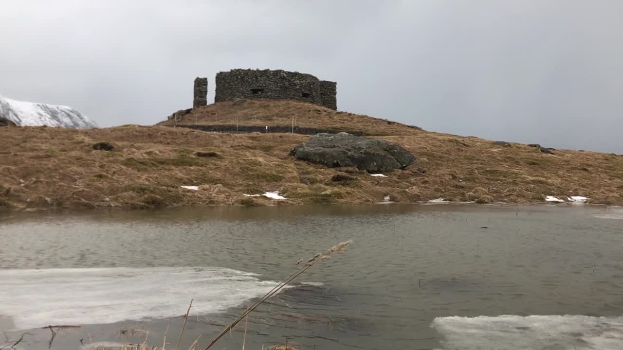 挪威罗弗敦群岛埃古姆的圆石滩视频素材