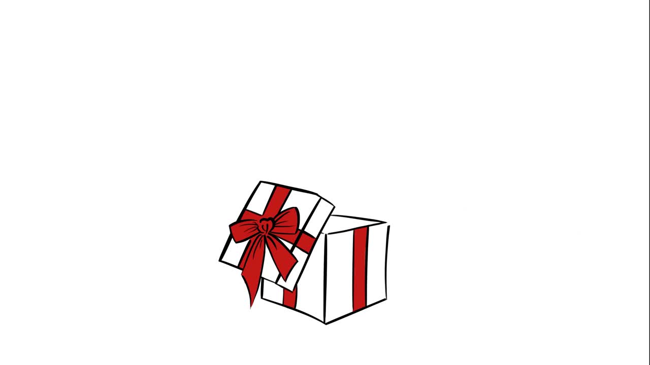 情人节礼物动画快乐。以爱心的形式从礼盒里飞出来祝贺节日视频下载