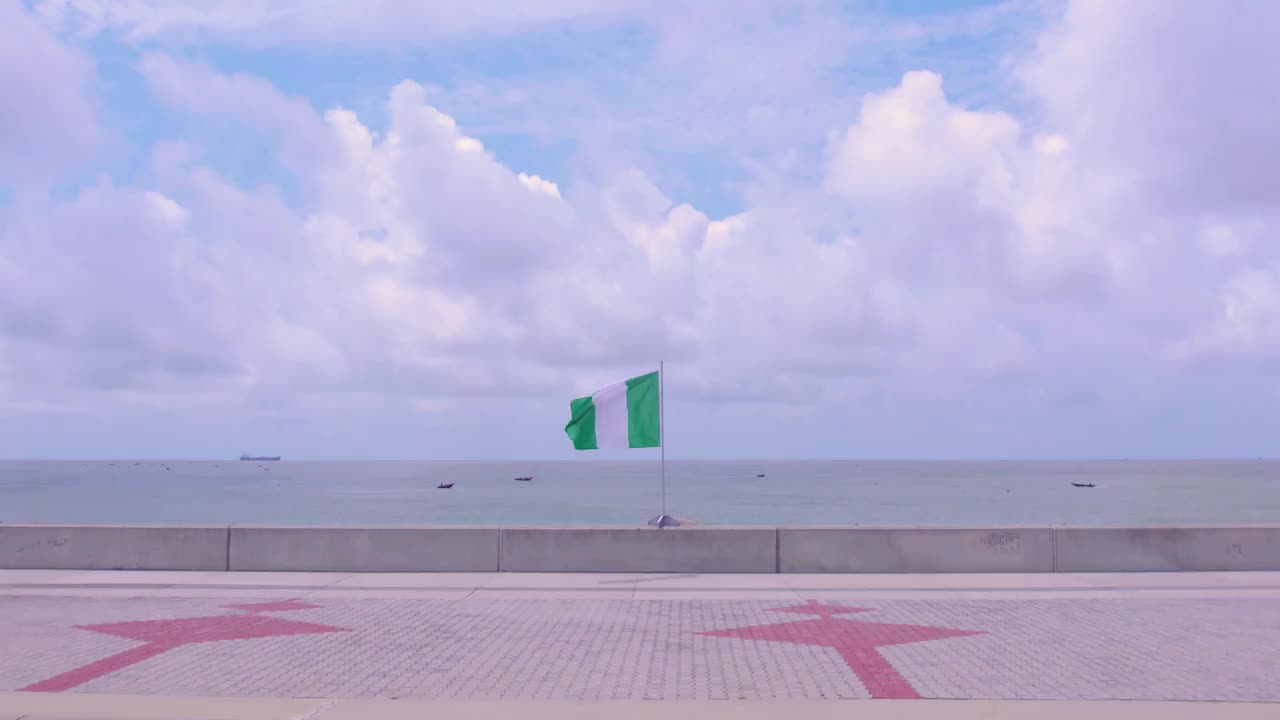 独立日，尼日利亚国旗在风中飘扬视频下载