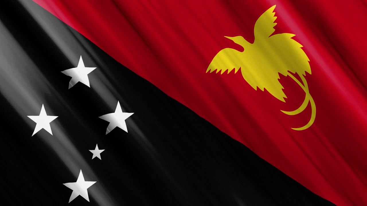 官方挥舞的巴布亚新几内亚国旗，独立日概念，4K视频下载