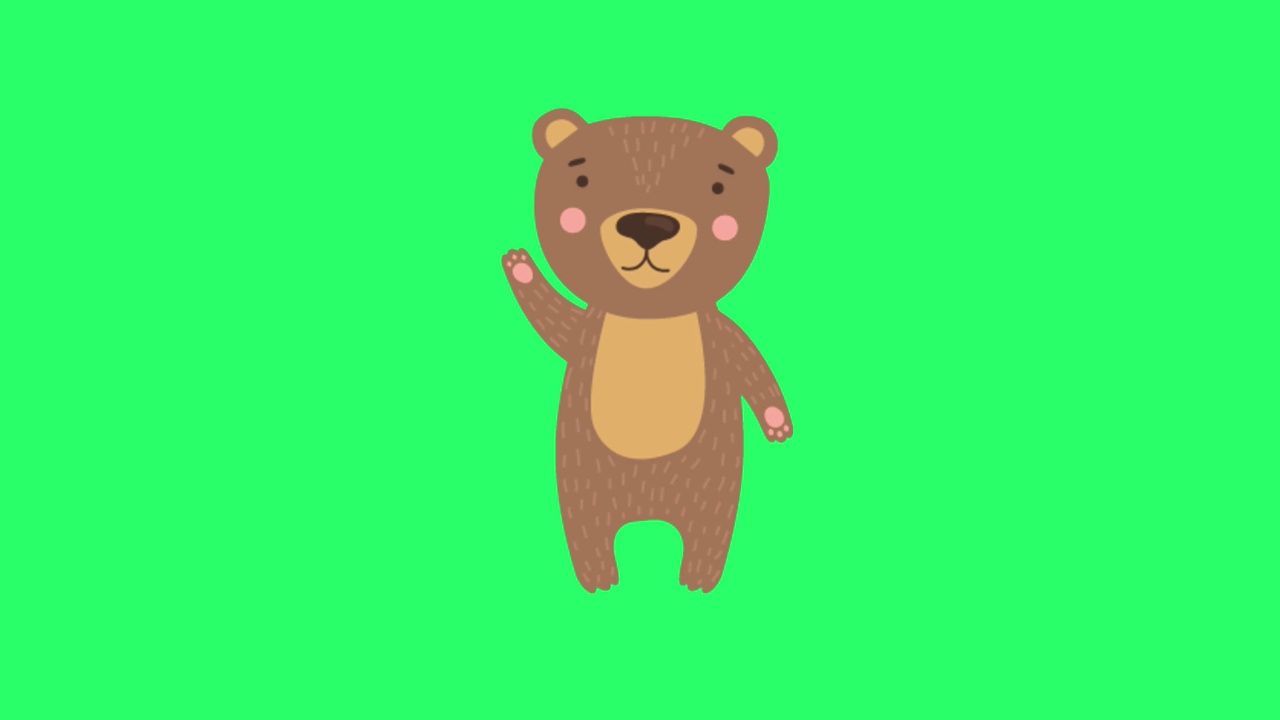 绿色屏幕上的动画熊。视频下载